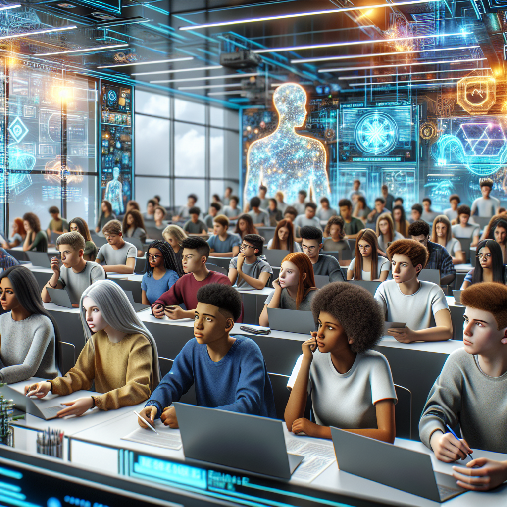 Students in a futuristic classroom learning about Edge AI through short courses