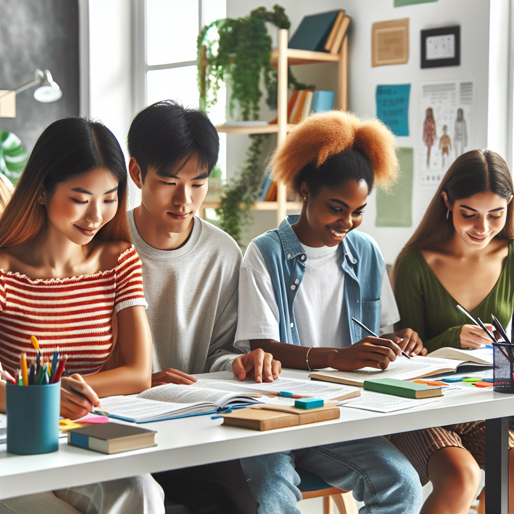 Students using dyslexia-friendly study materials in a classroom