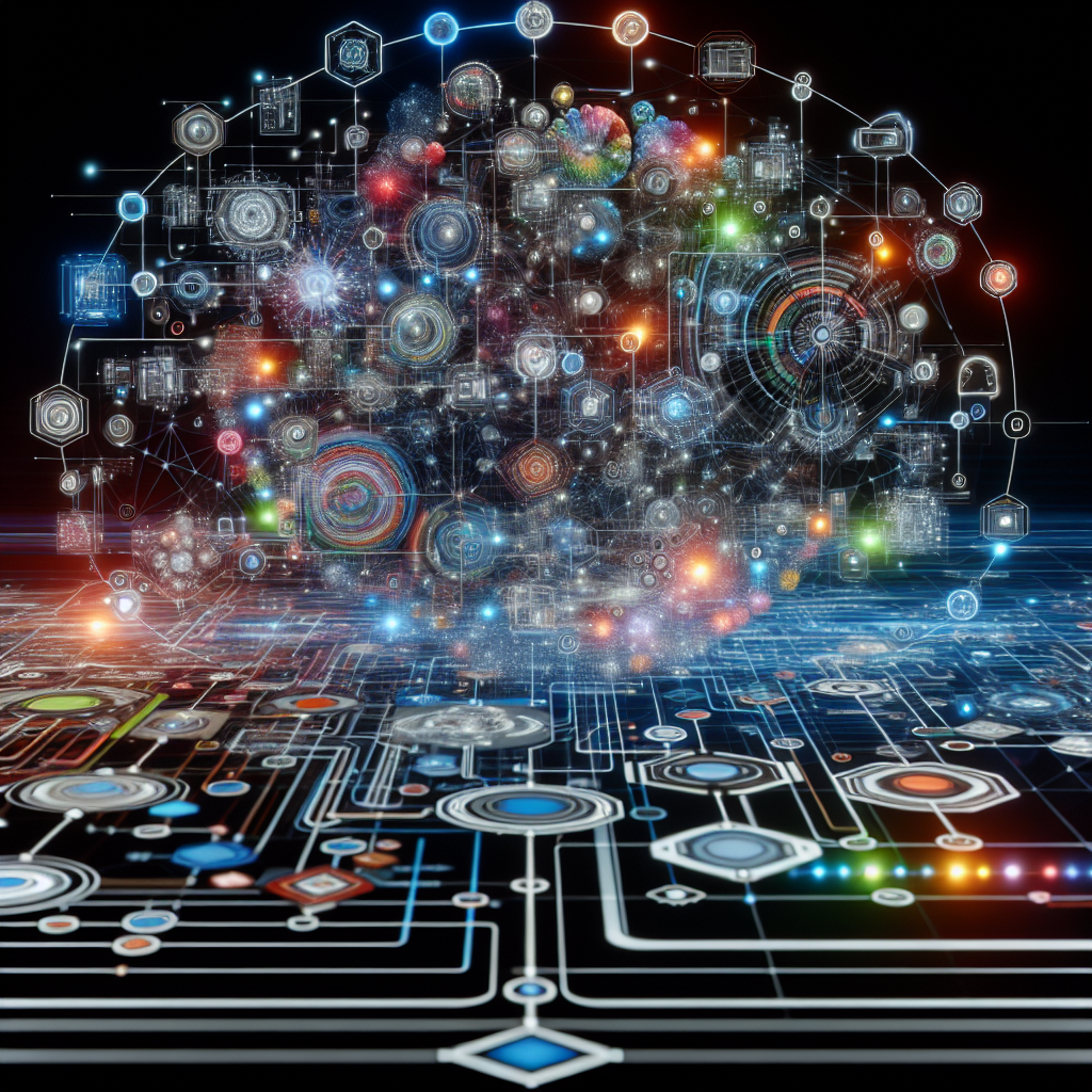 Futuristic mind map illustrating visual tech strategies