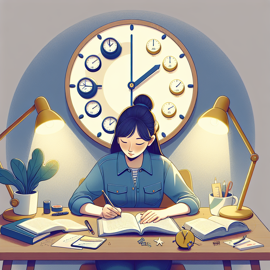 Shift worker managing study schedule with a clock